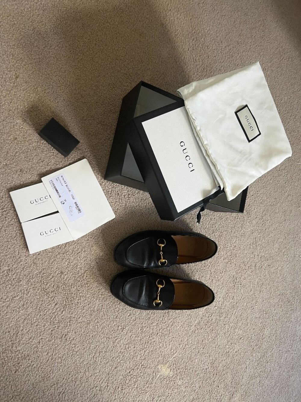 Gucci Jordaan Black Leather Loafers Size 36
